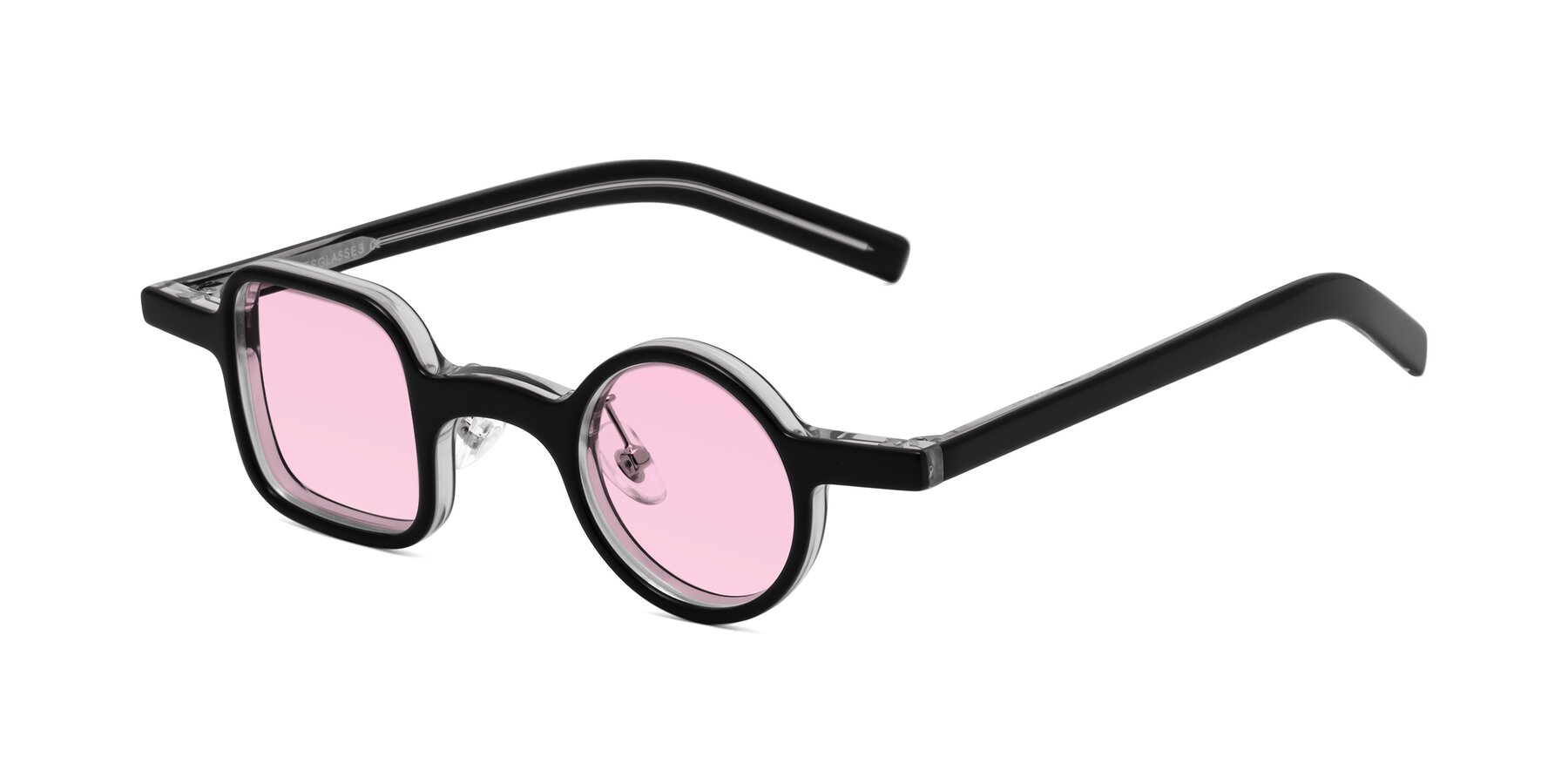 Angle of Primiti in Black-Clear with Light Pink Tinted Lenses