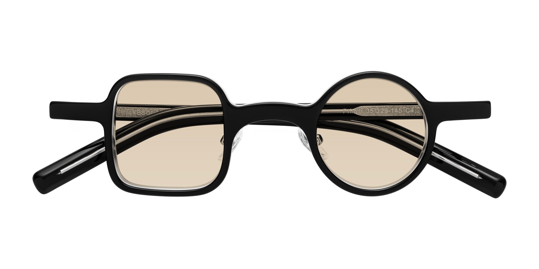 Folded Front of Primiti in Black-Clear with Light Brown Tinted Lenses