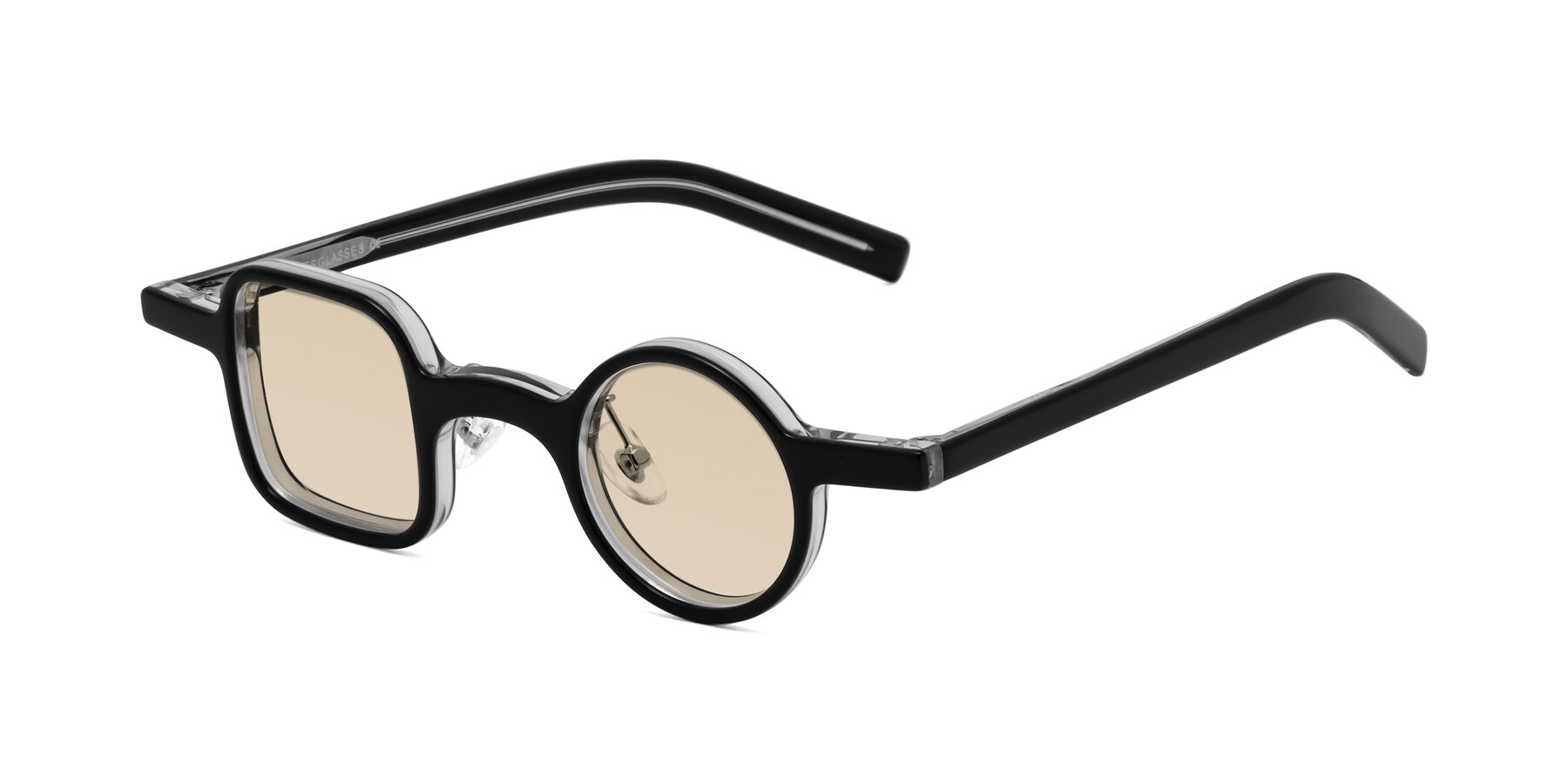 Angle of Primiti in Black-Clear with Light Brown Tinted Lenses