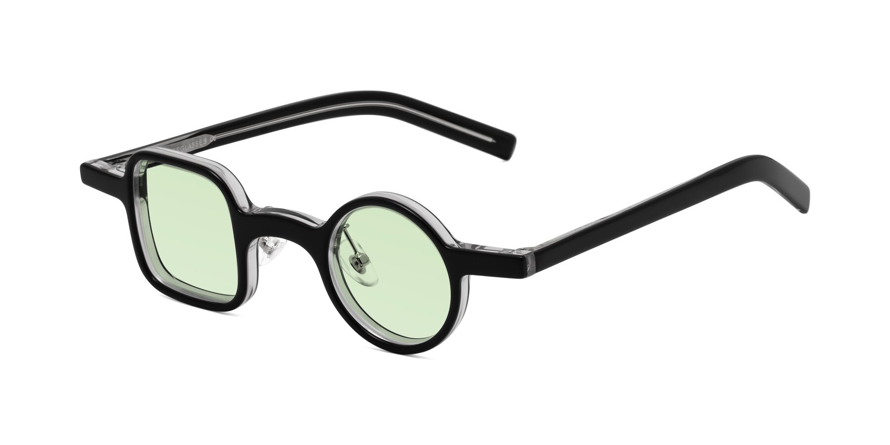 Angle of Primiti in Black-Clear with Light Green Tinted Lenses