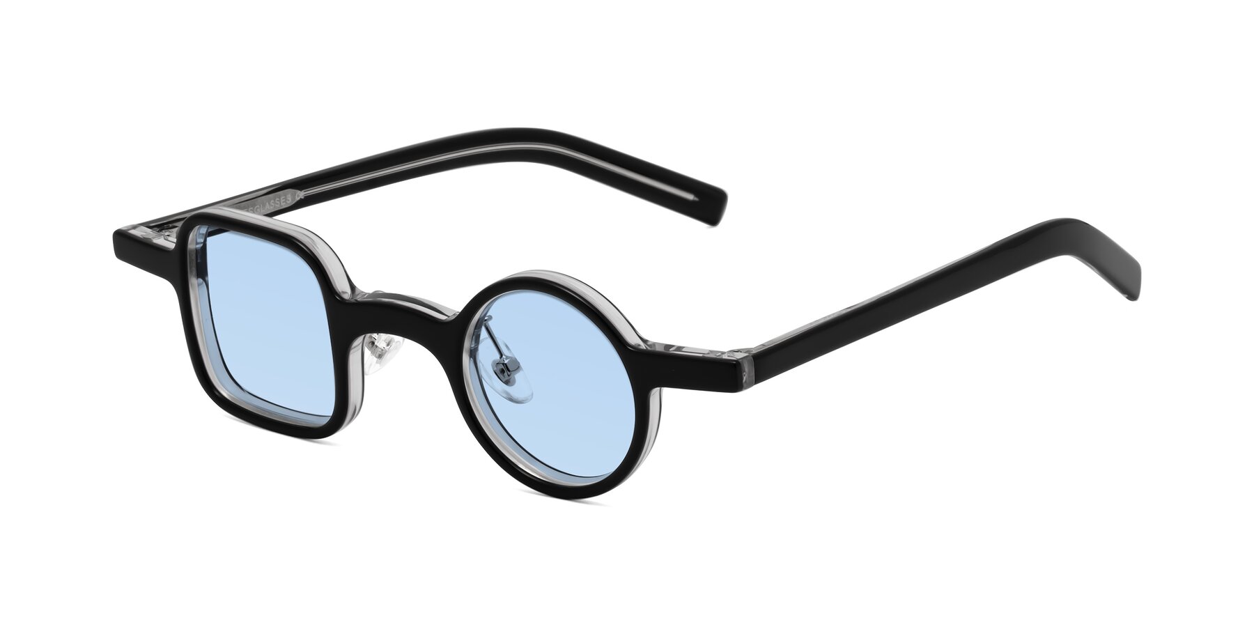 Angle of Primiti in Black-Clear with Light Blue Tinted Lenses