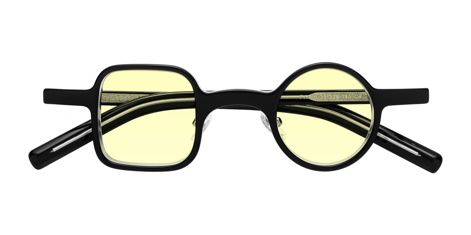 Folded Front of Primiti in Black-Clear with Light Yellow Tinted Lenses