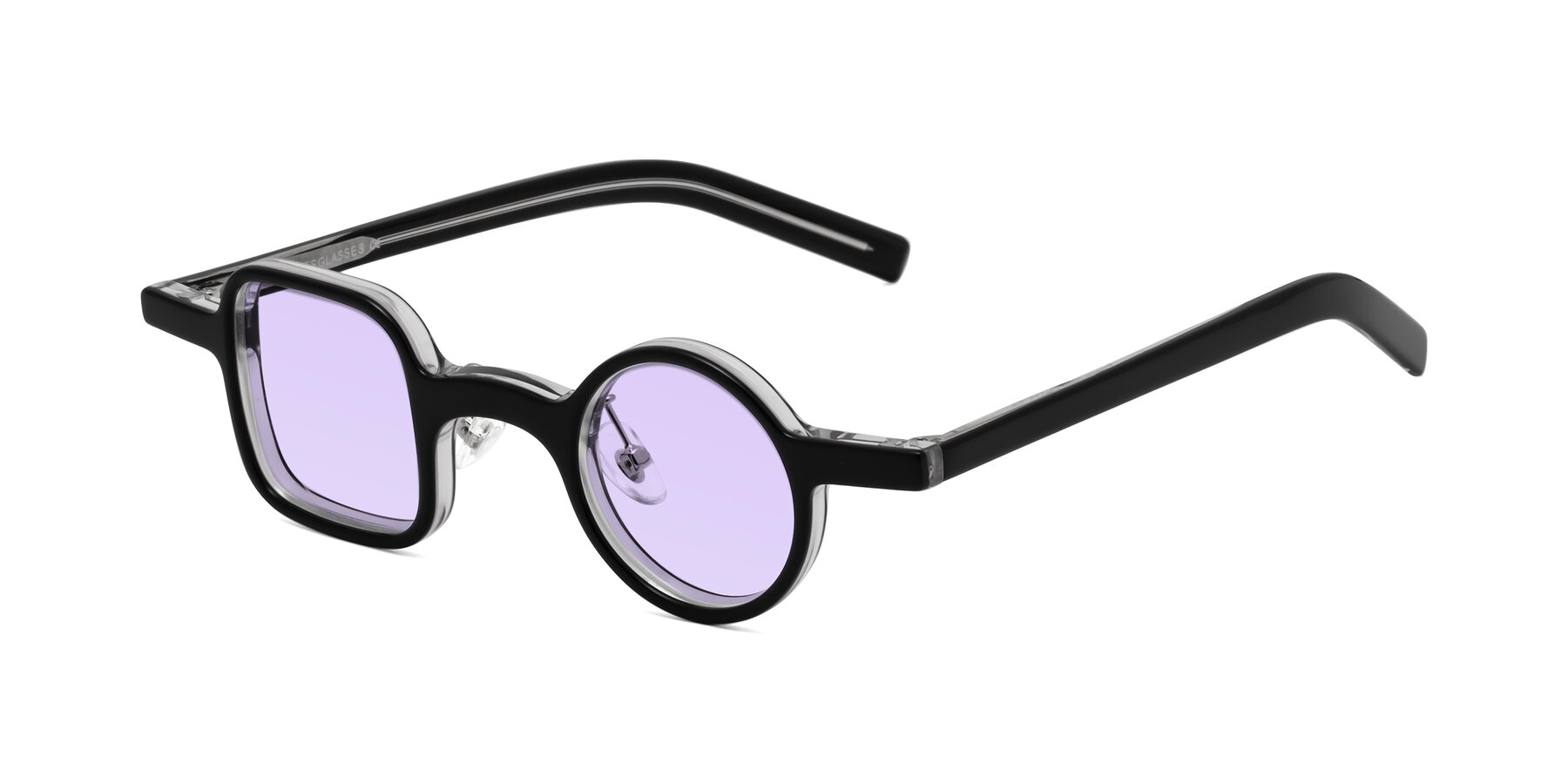 Angle of Primiti in Black-Clear with Light Purple Tinted Lenses