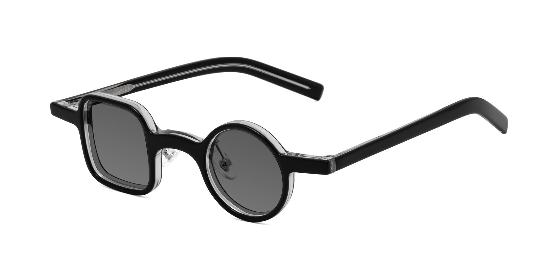 Angle of Primiti in Black-Clear with Medium Gray Tinted Lenses