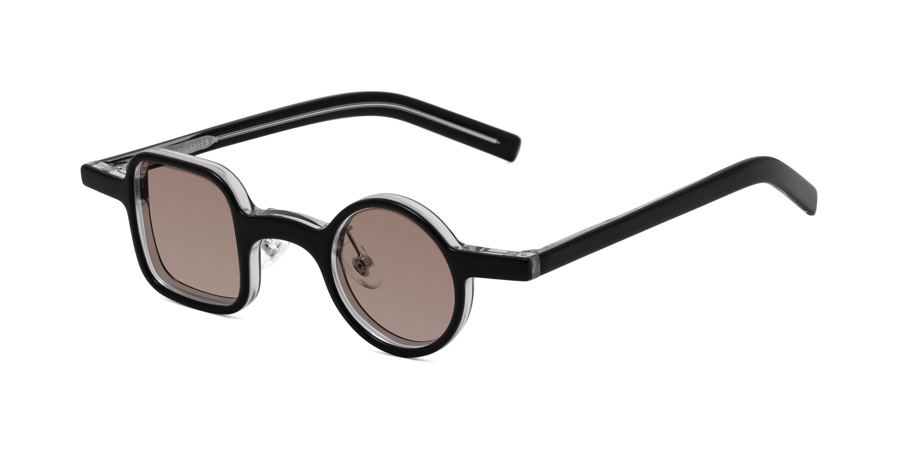 Angle of Primiti in Black-Clear with Medium Brown Tinted Lenses