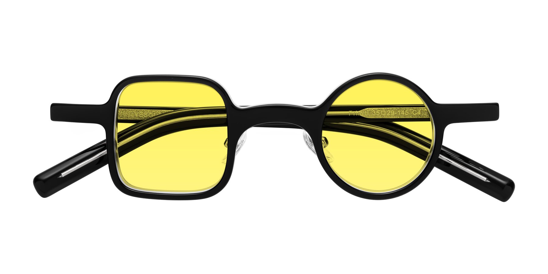 Folded Front of Primiti in Black-Clear with Medium Yellow Tinted Lenses