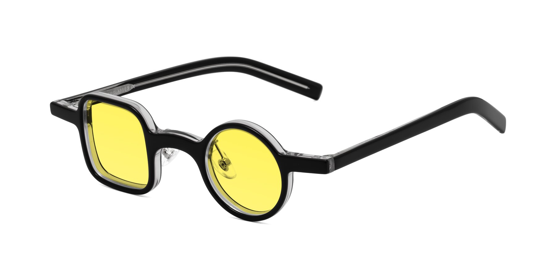 Angle of Primiti in Black-Clear with Medium Yellow Tinted Lenses