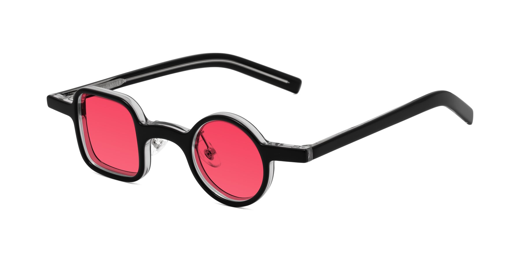 Angle of Primiti in Black-Clear with Red Tinted Lenses