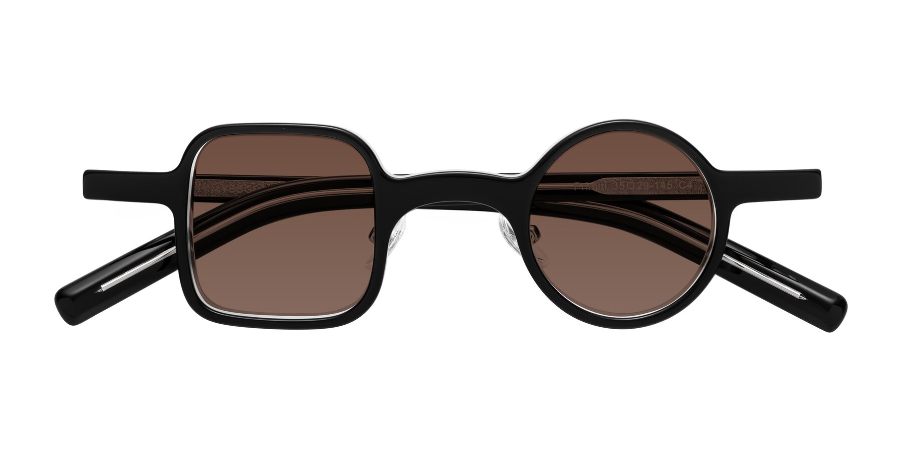 Folded Front of Primiti in Black-Clear with Brown Tinted Lenses