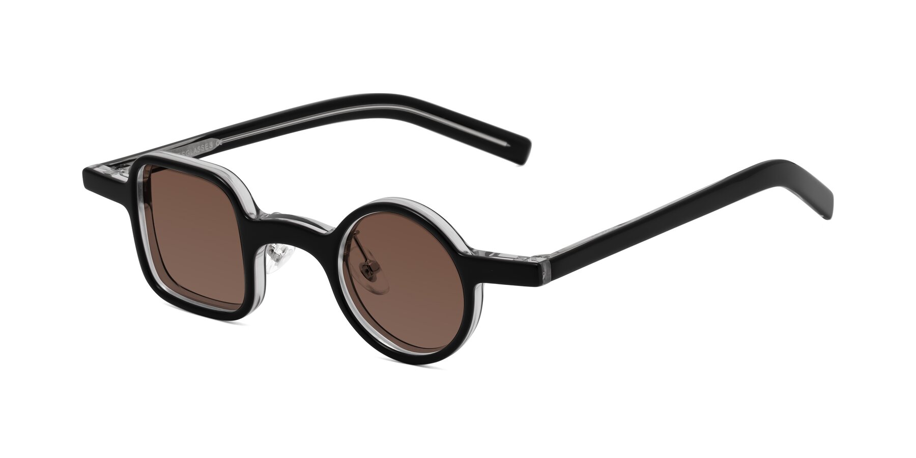 Angle of Primiti in Black-Clear with Brown Tinted Lenses