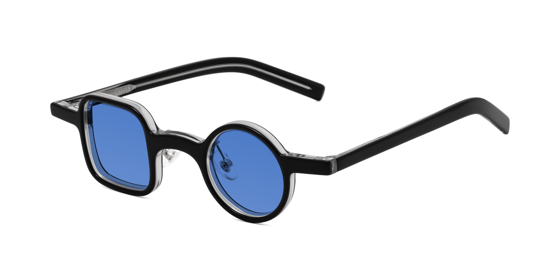 Angle of Primiti in Black-Clear with Blue Tinted Lenses