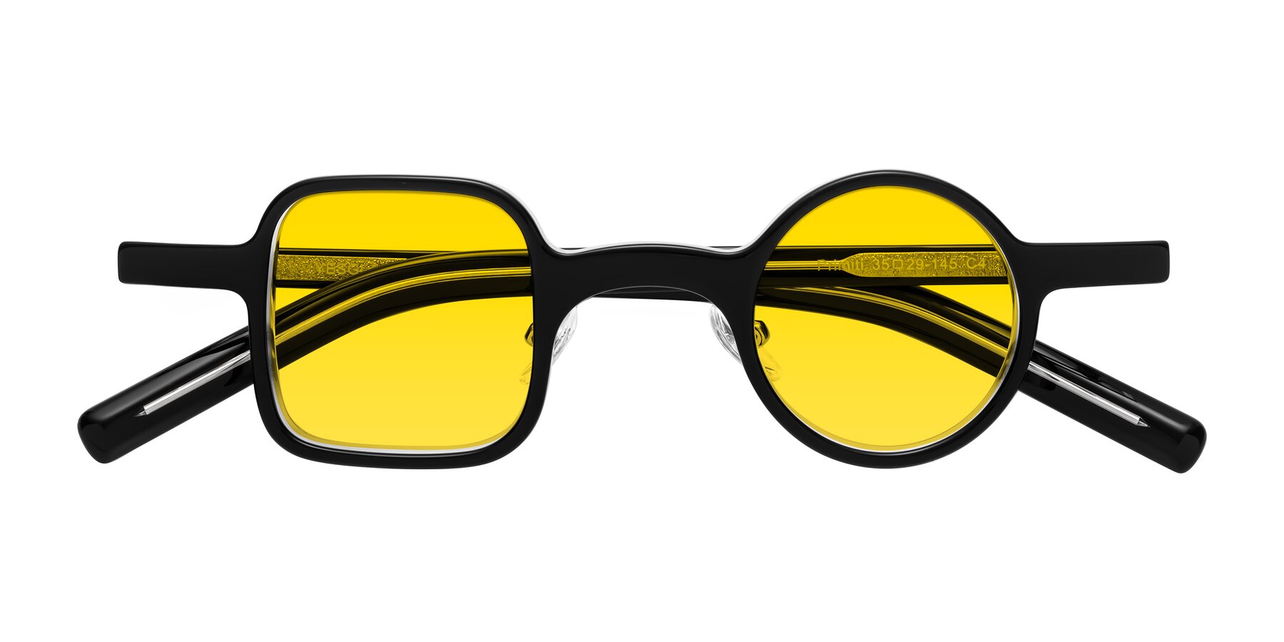 Folded Front of Primiti in Black-Clear with Yellow Tinted Lenses