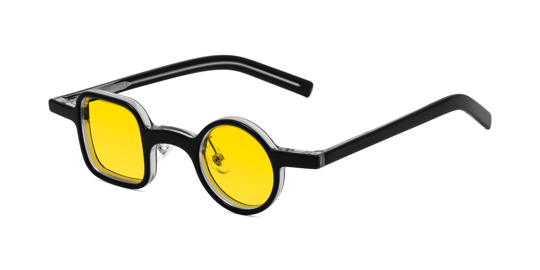 Angle of Primiti in Black-Clear with Yellow Tinted Lenses