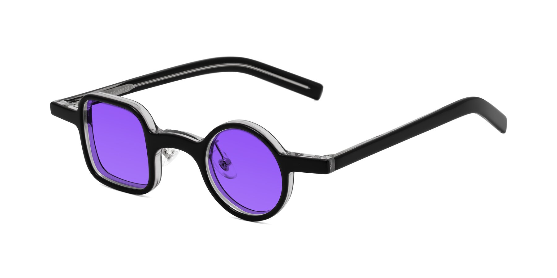 Angle of Primiti in Black-Clear with Purple Tinted Lenses