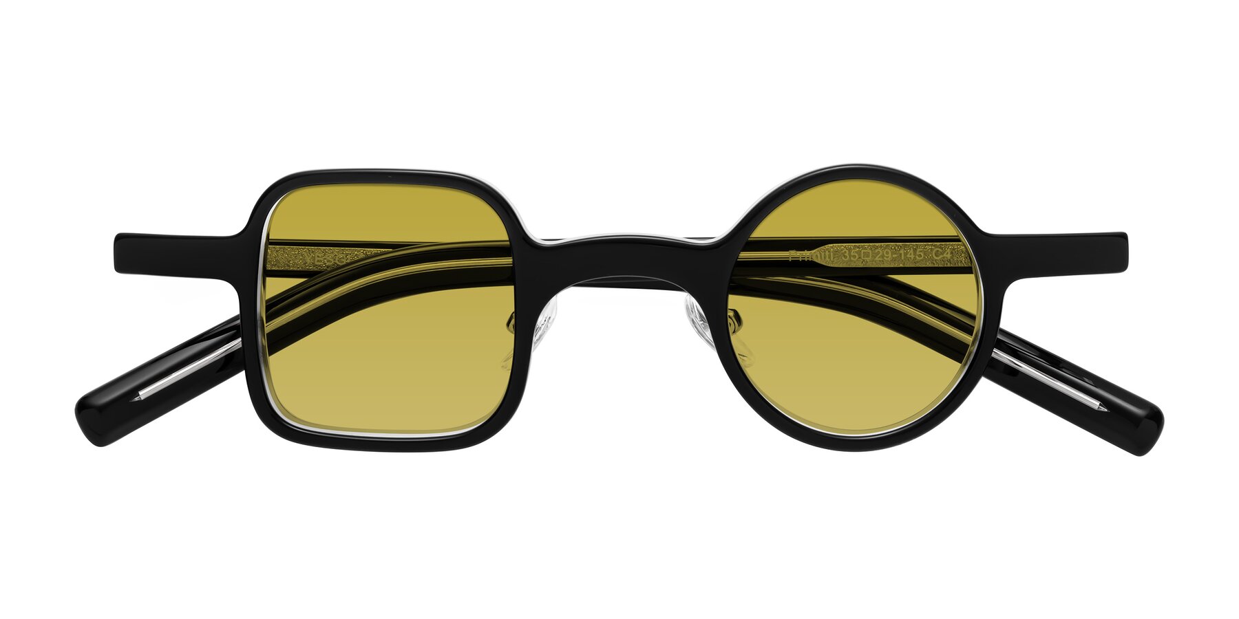 Folded Front of Primiti in Black-Clear with Champagne Tinted Lenses