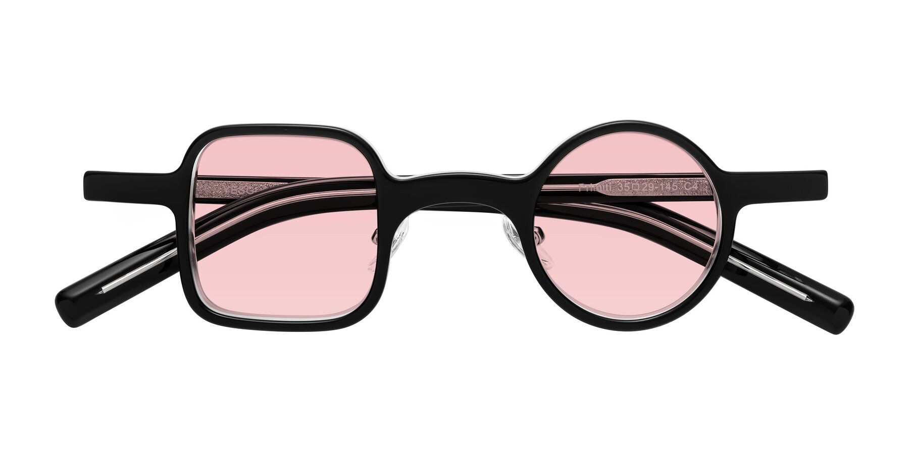 Folded Front of Primiti in Black-Clear with Light Garnet Tinted Lenses