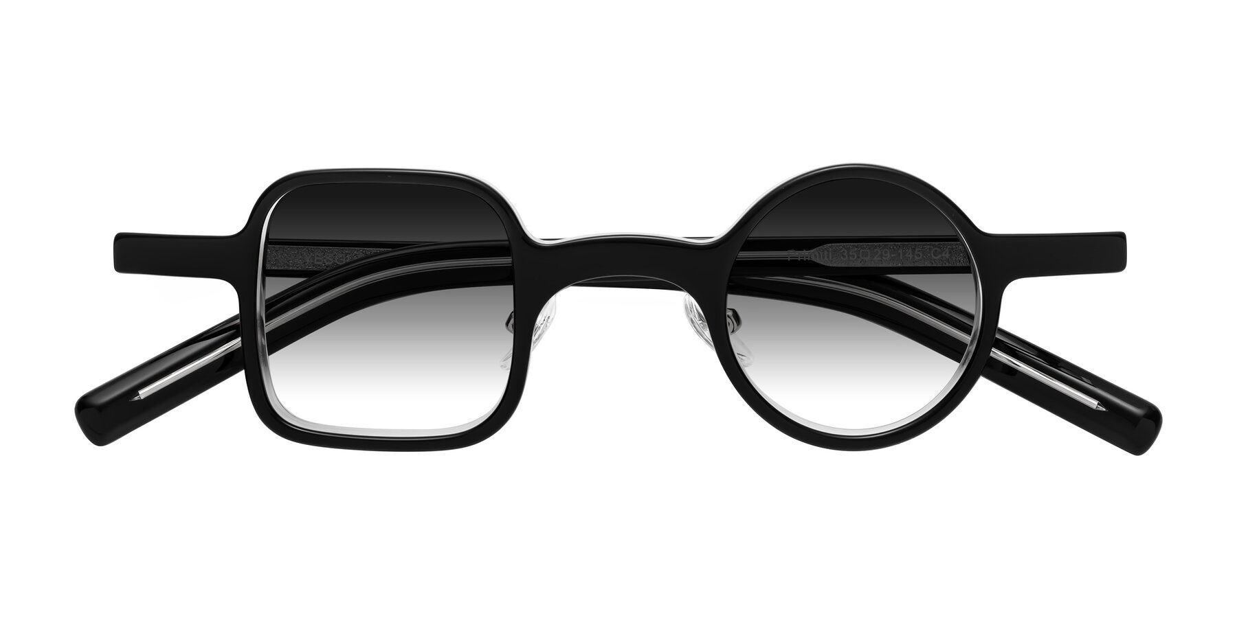 Folded Front of Primiti in Black-Clear with Gray Gradient Lenses