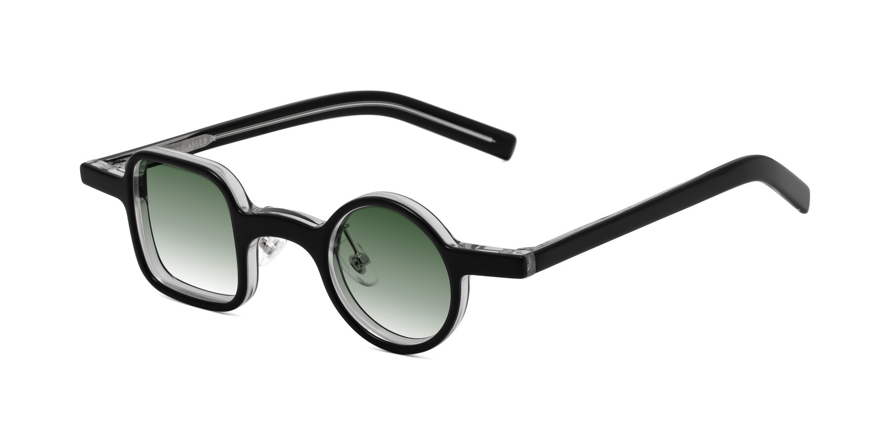 Angle of Primiti in Black-Clear with Green Gradient Lenses