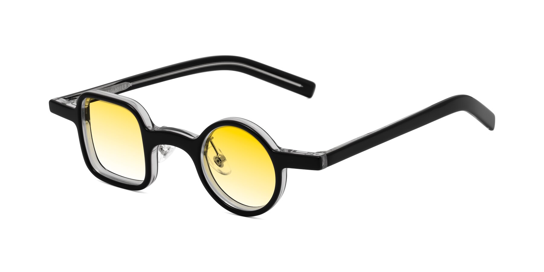 Angle of Primiti in Black-Clear with Yellow Gradient Lenses