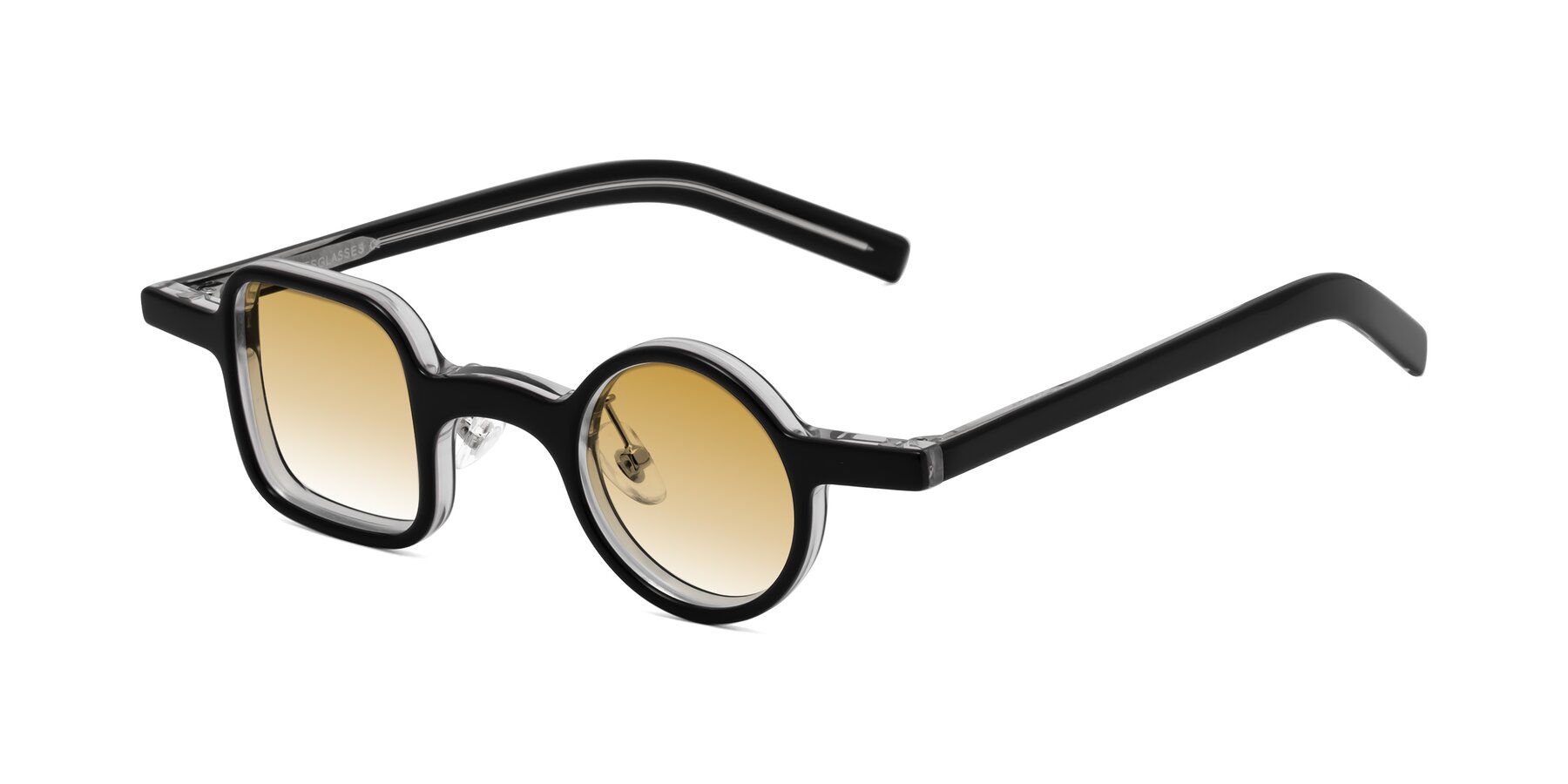 Angle of Primiti in Black-Clear with Champagne Gradient Lenses