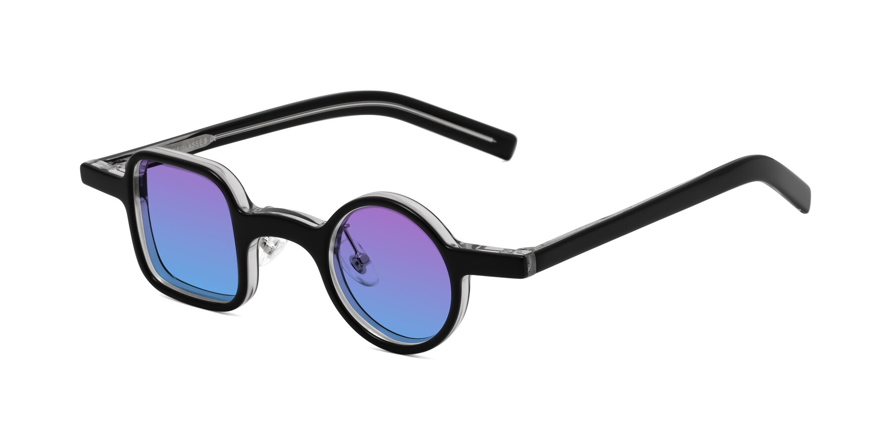 Angle of Primiti in Black-Clear with Purple / Blue Gradient Lenses