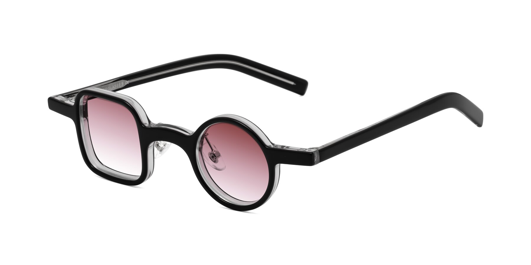 Angle of Primiti in Black-Clear with Garnet Gradient Lenses