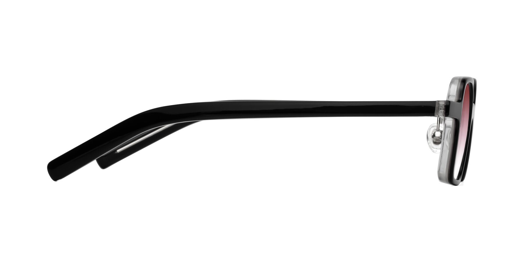 Side of Primiti in Black-Clear with Garnet Gradient Lenses