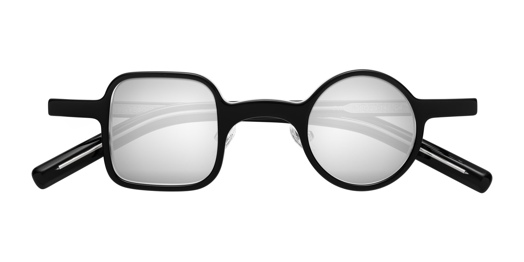 Folded Front of Primiti in Black-Clear with Silver Mirrored Lenses