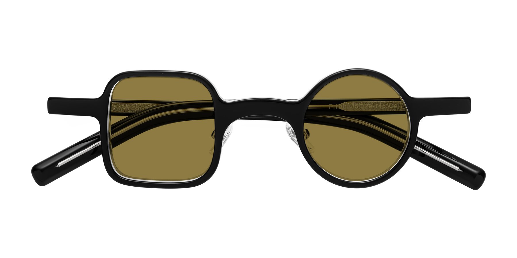 Folded Front of Primiti in Black-Clear with Brown Polarized Lenses