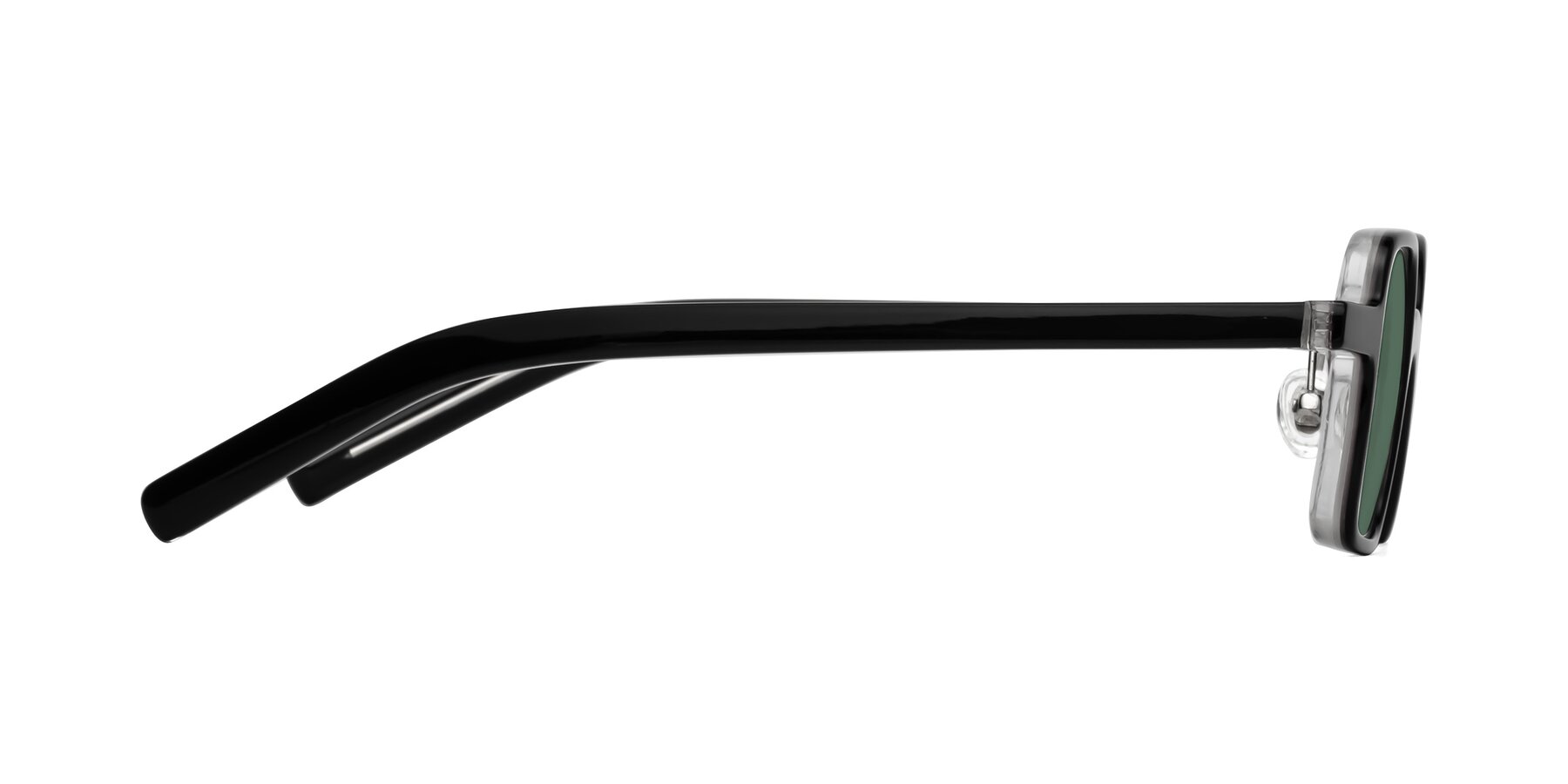 Side of Primiti in Black-Clear with Green Polarized Lenses