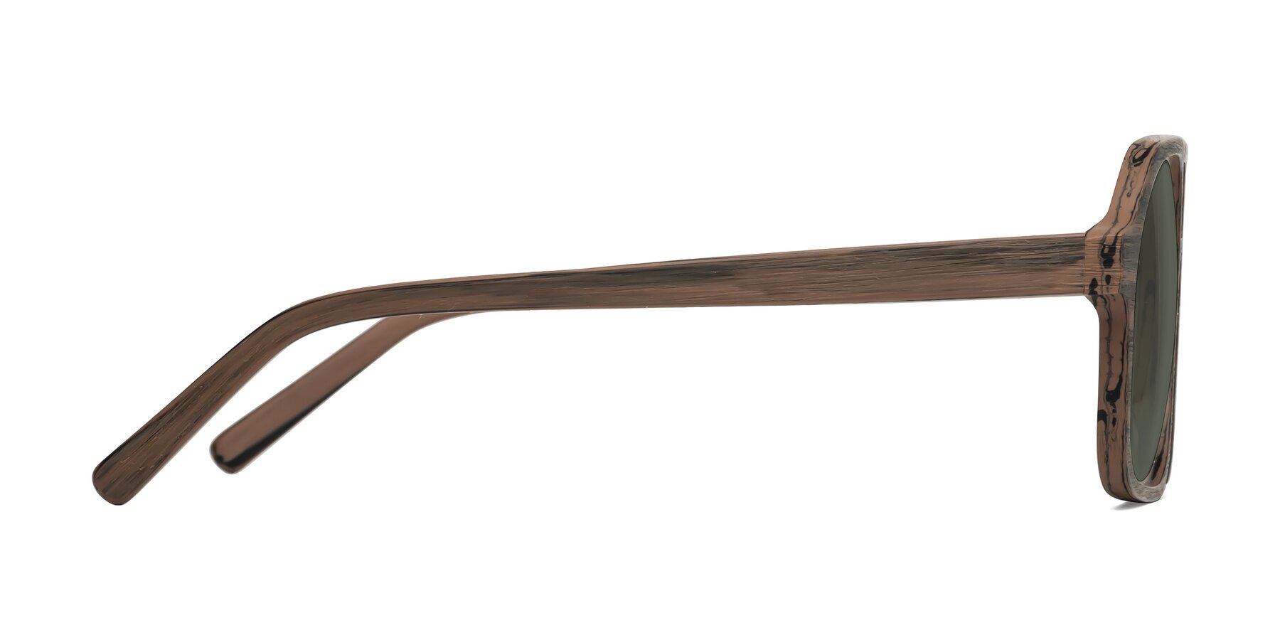 Side of Edwood in Burnt Tan Woodgrain with Gray Polarized Lenses