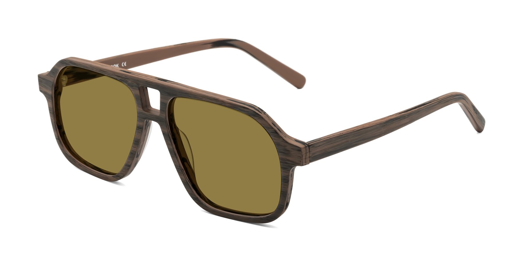 Angle of Edwood in Burnt Tan Woodgrain with Brown Polarized Lenses