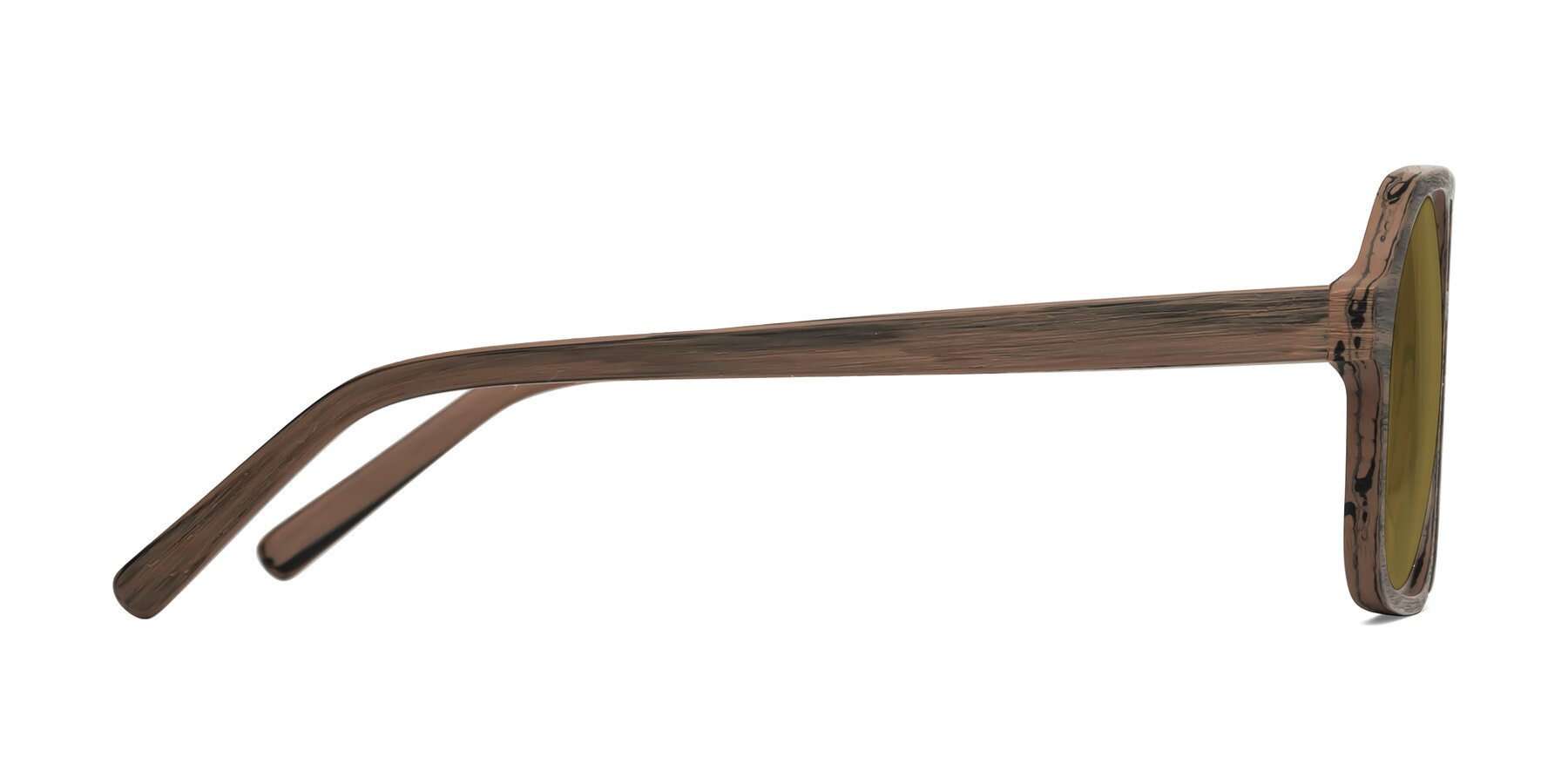 Side of Edwood in Burnt Tan Woodgrain with Brown Polarized Lenses