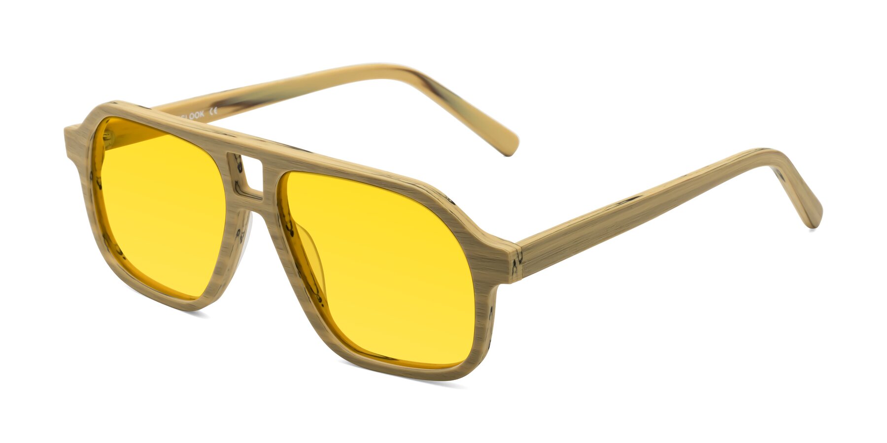 Angle of Edwood in Egg Yolk Woodgrain with Yellow Tinted Lenses