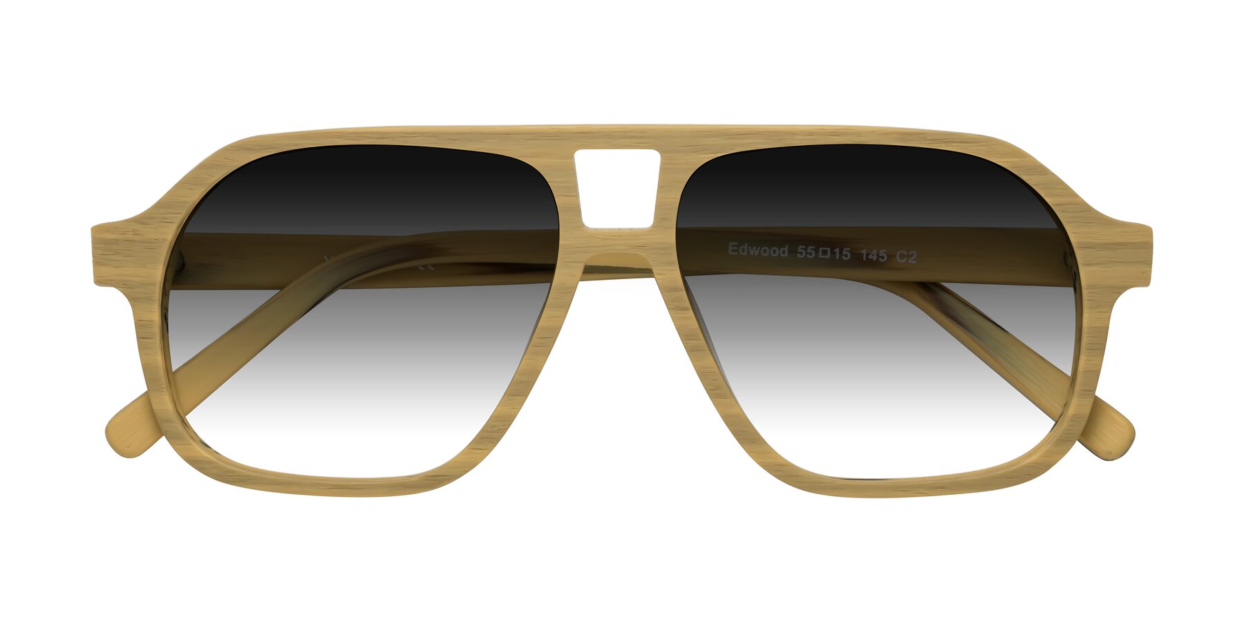 Folded Front of Edwood in Egg Yolk Woodgrain with Gray Gradient Lenses