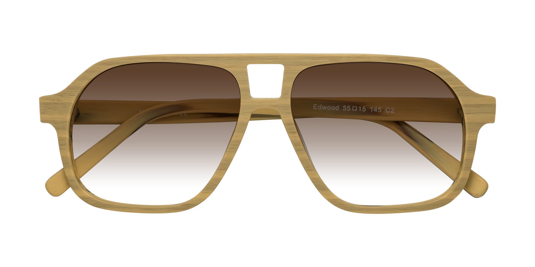 Folded Front of Edwood in Egg Yolk Woodgrain with Brown Gradient Lenses