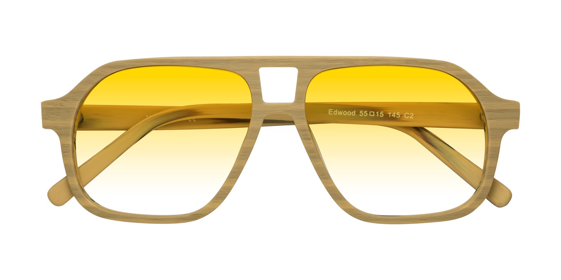 Folded Front of Edwood in Egg Yolk Woodgrain with Yellow Gradient Lenses