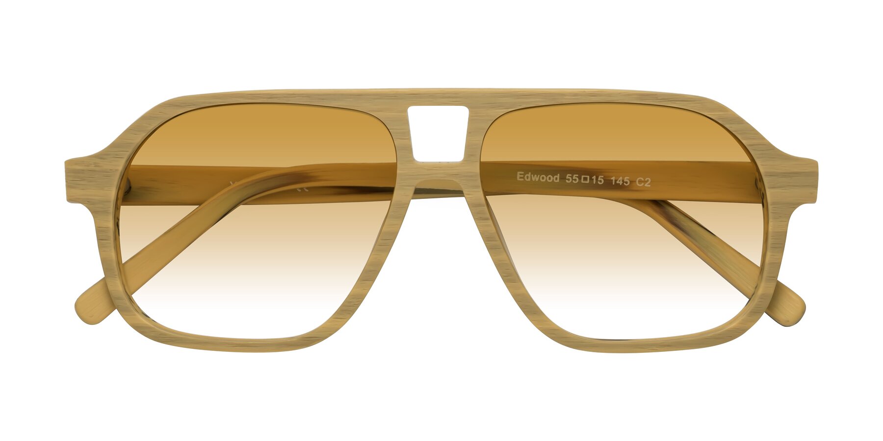 Folded Front of Edwood in Egg Yolk Woodgrain with Champagne Gradient Lenses