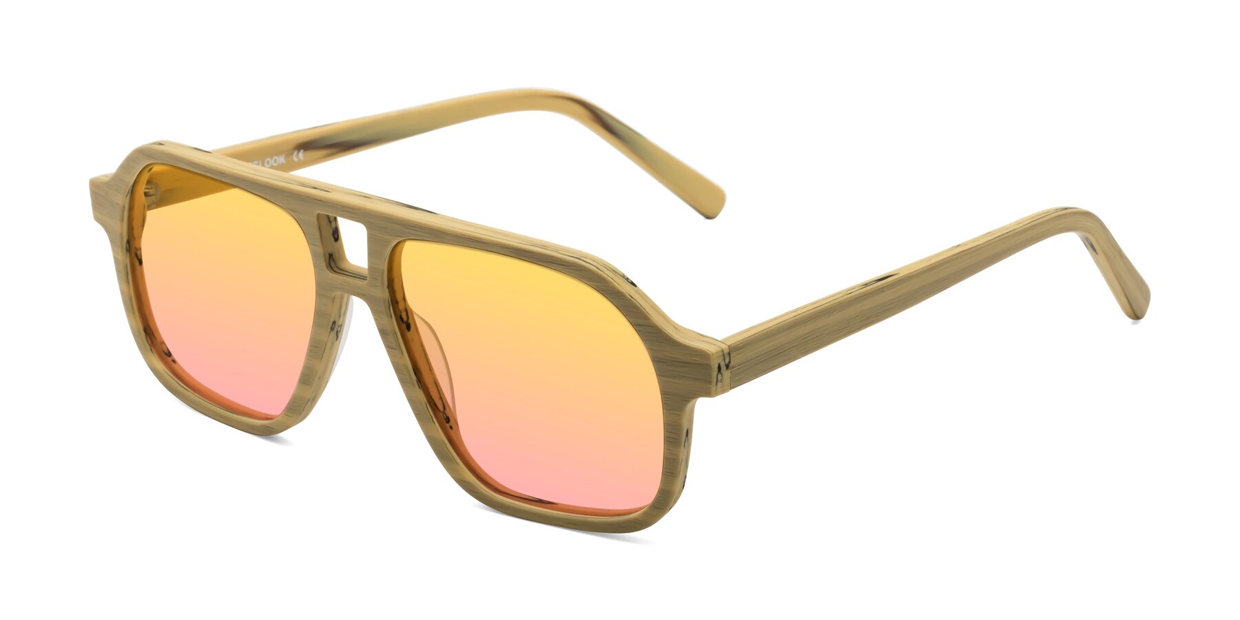 Angle of Edwood in Egg Yolk Woodgrain with Yellow / Pink Gradient Lenses