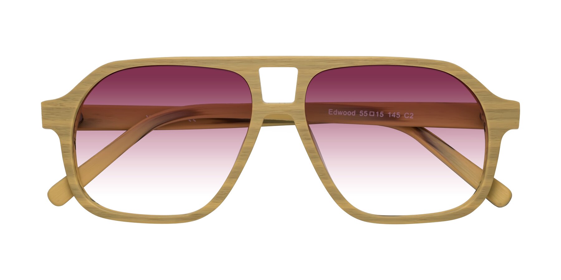 Folded Front of Edwood in Egg Yolk Woodgrain with Wine Gradient Lenses