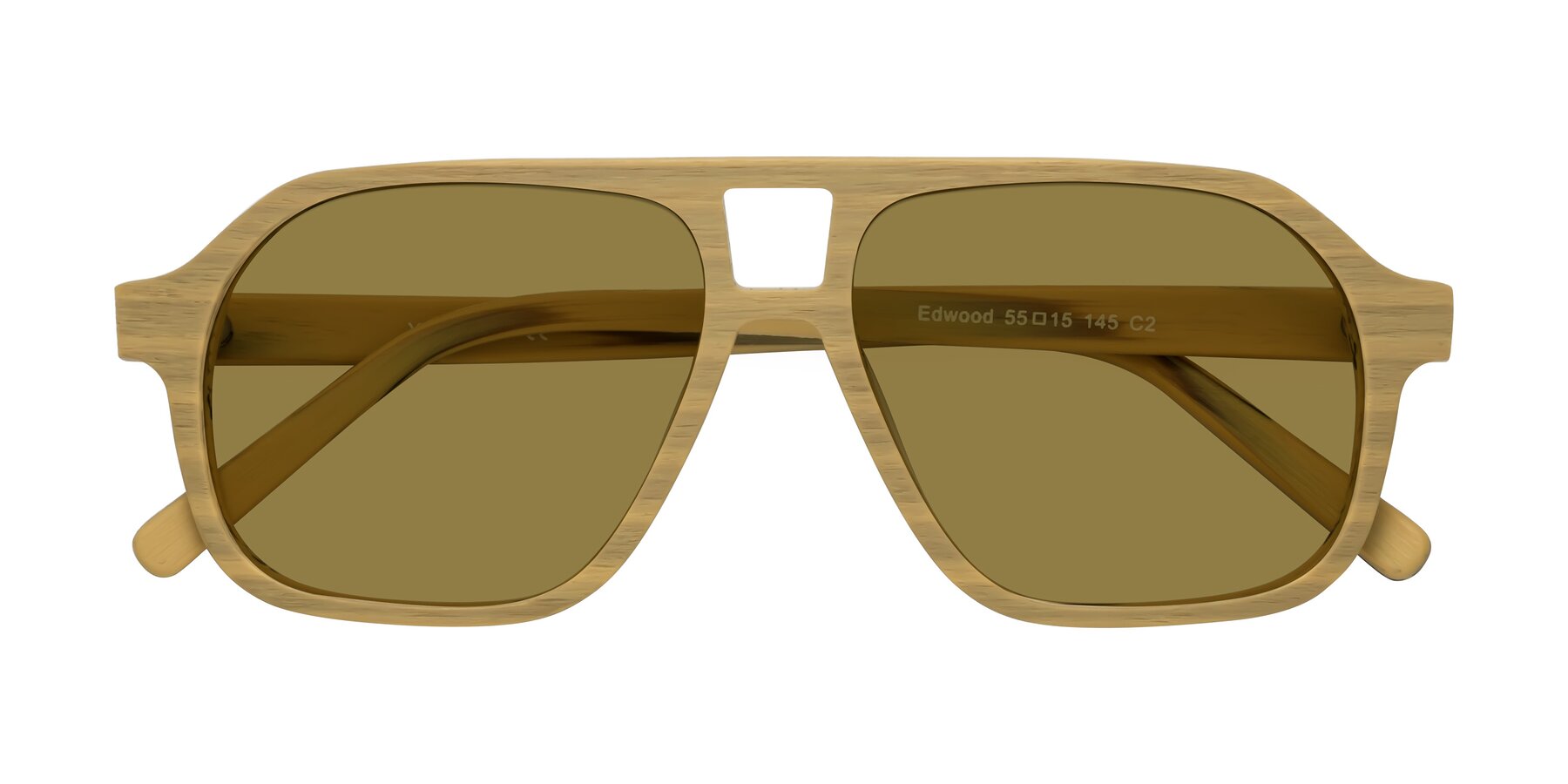 Folded Front of Edwood in Egg Yolk Woodgrain with Brown Polarized Lenses