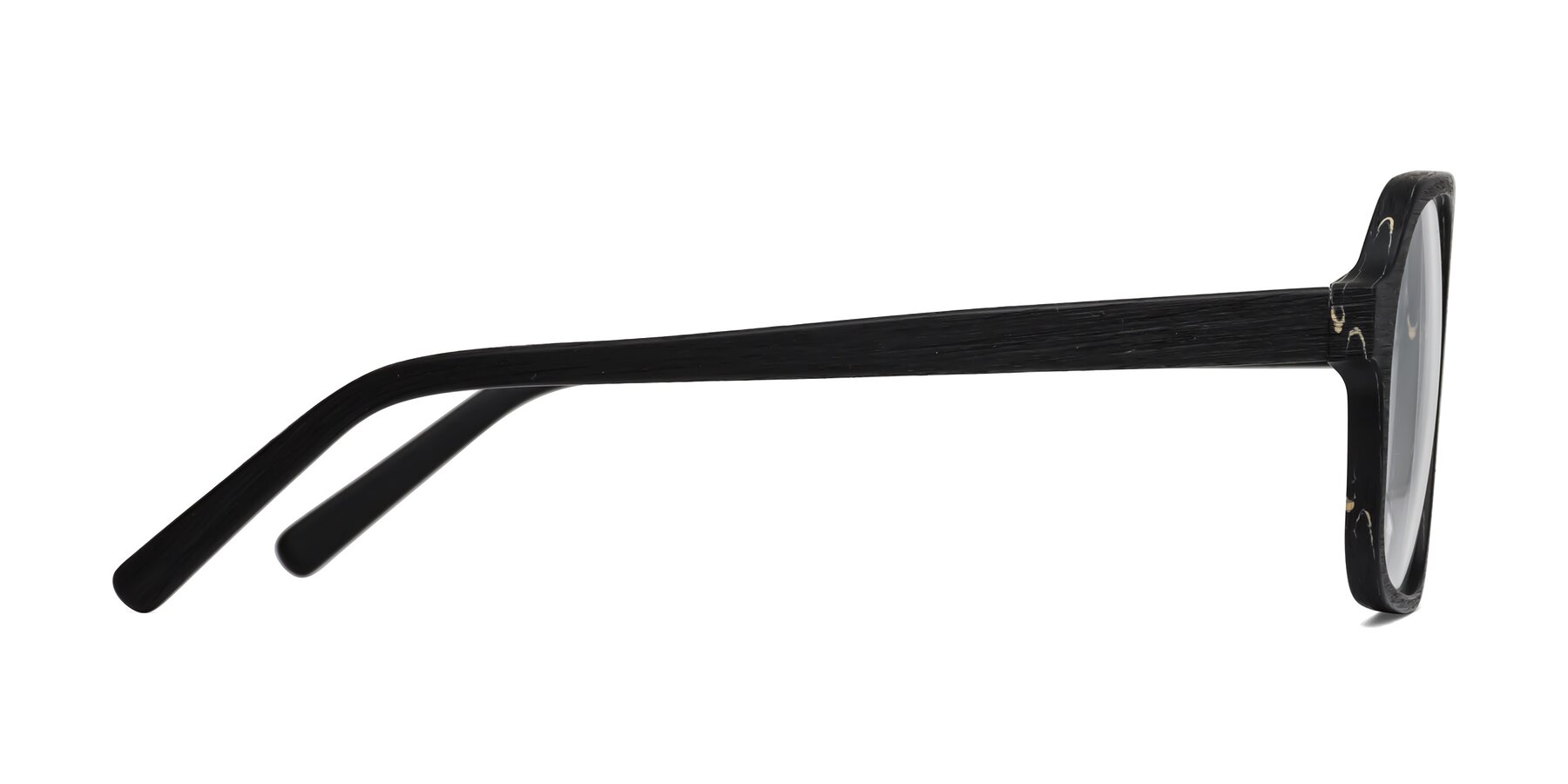 Side of Edwood in Black Woodgrain with Clear Eyeglass Lenses