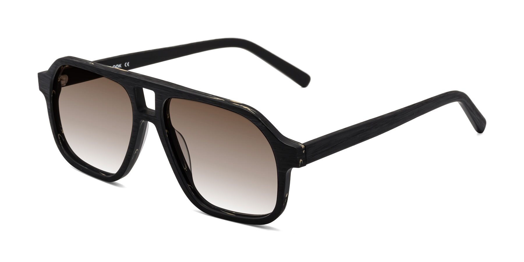 Angle of Edwood in Black Woodgrain with Brown Gradient Lenses