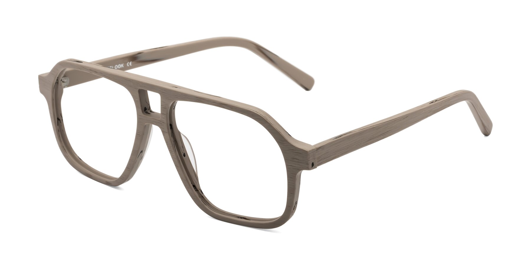 Angle of Edwood in Pale Mauve Woodgrain with Clear Eyeglass Lenses