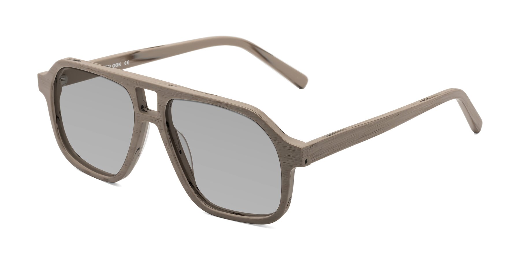 Angle of Edwood in Pale Mauve Woodgrain with Light Gray Tinted Lenses