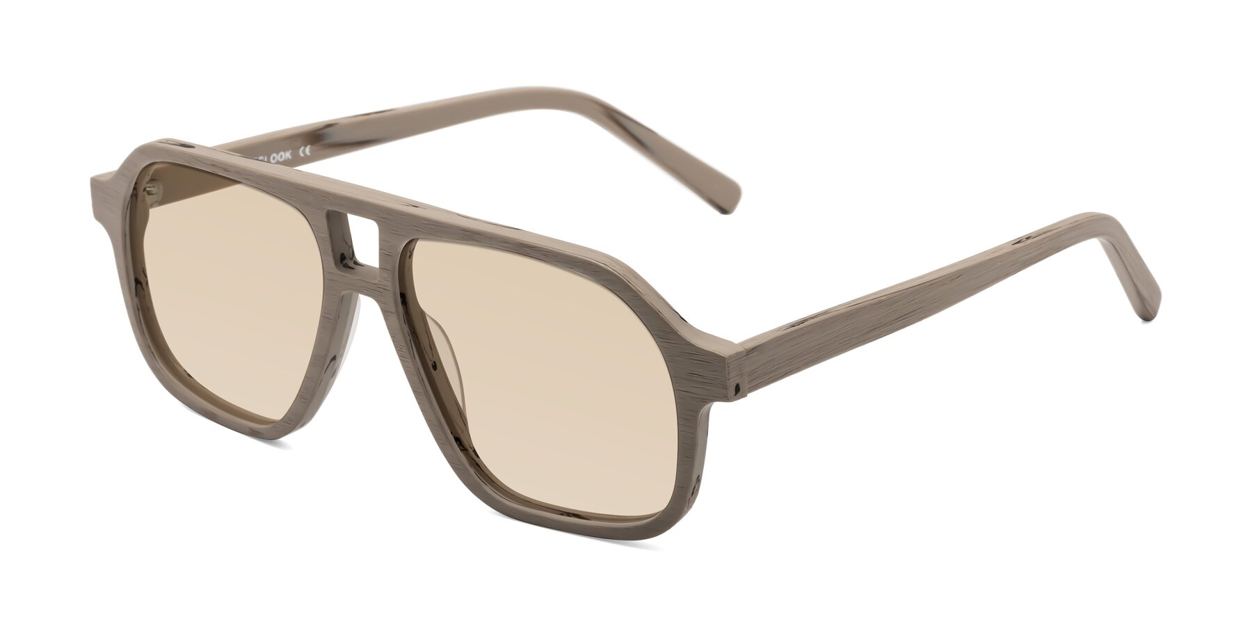 Angle of Edwood in Pale Mauve Woodgrain with Light Brown Tinted Lenses