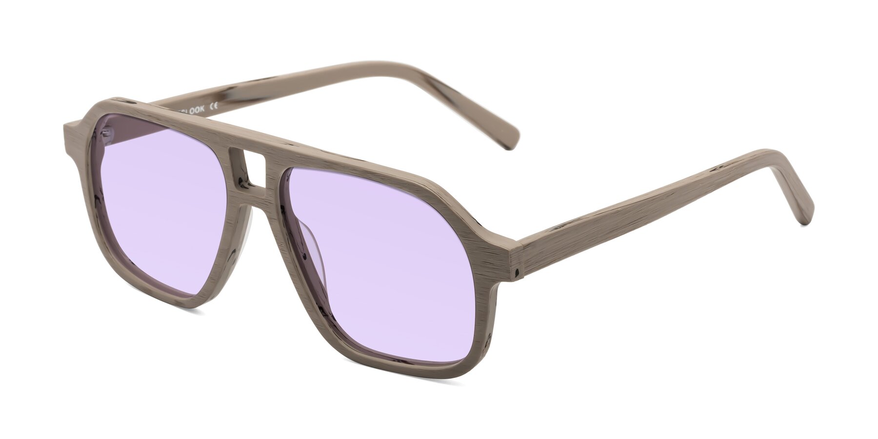 Angle of Edwood in Pale Mauve Woodgrain with Light Purple Tinted Lenses