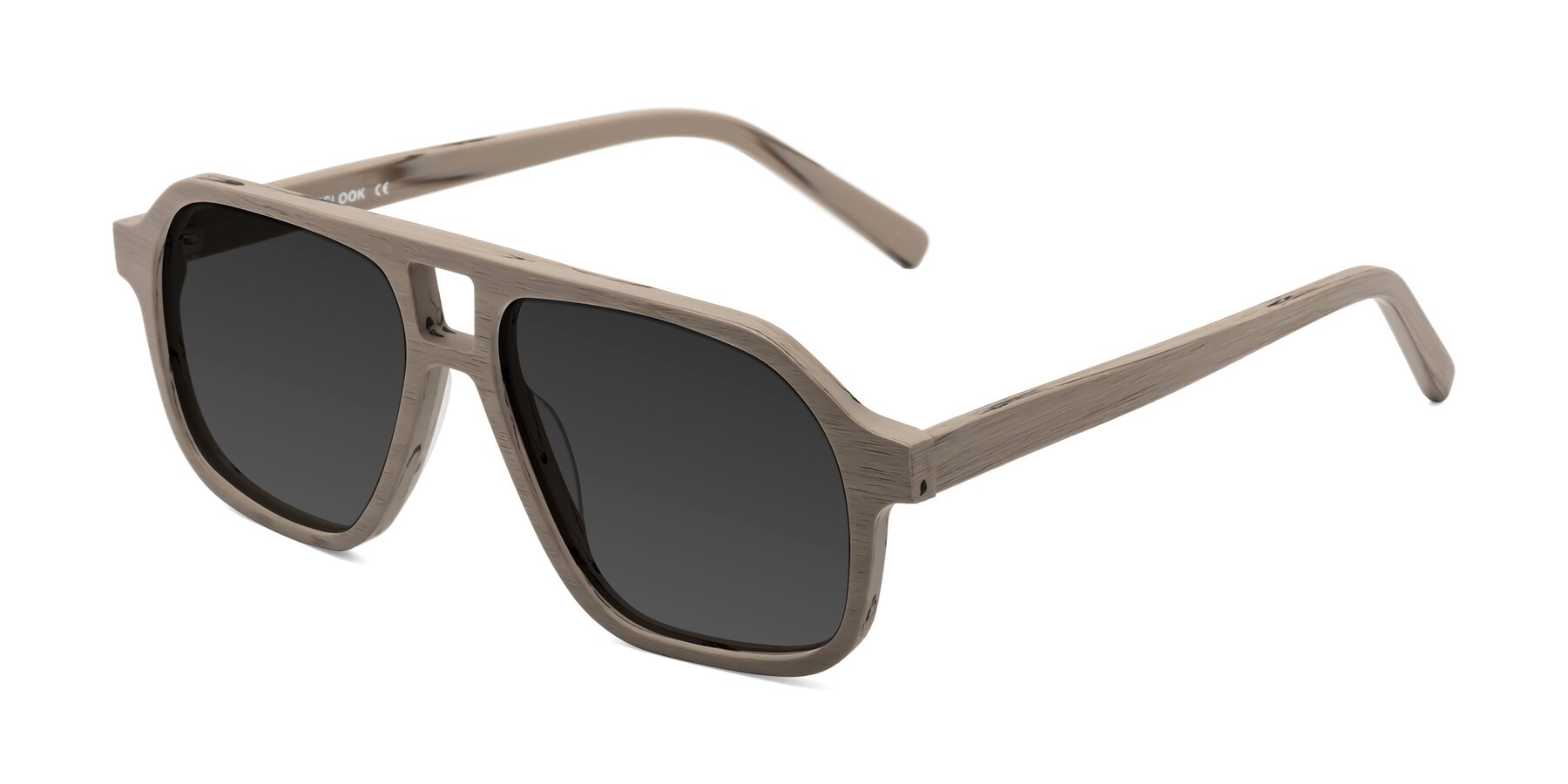 Angle of Edwood in Pale Mauve Woodgrain with Gray Tinted Lenses