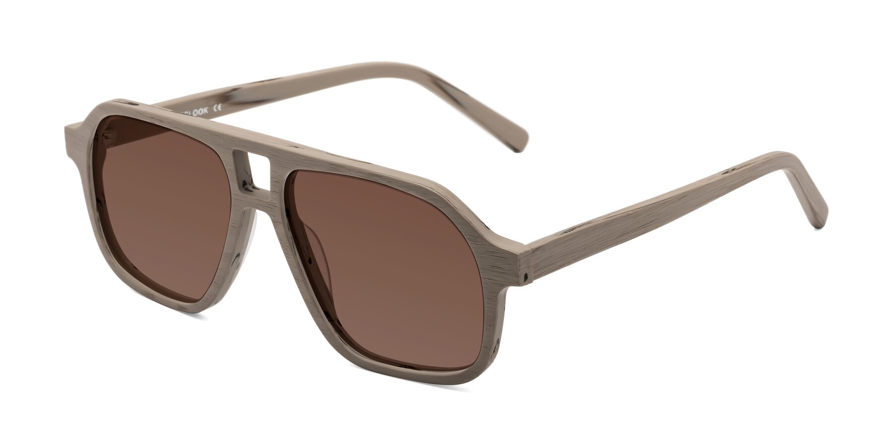 Angle of Edwood in Pale Mauve Woodgrain with Brown Tinted Lenses