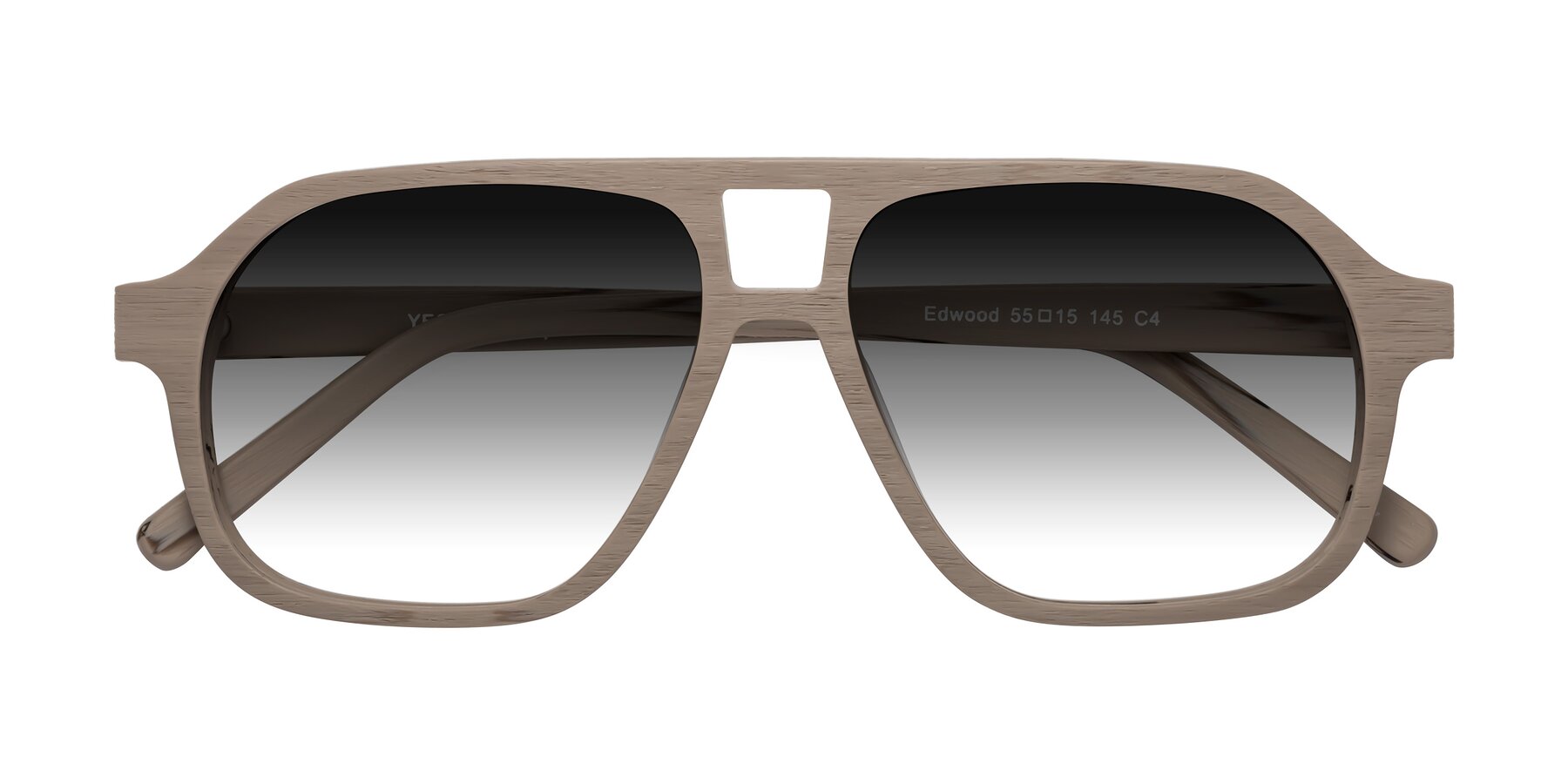 Folded Front of Edwood in Pale Mauve Woodgrain with Gray Gradient Lenses